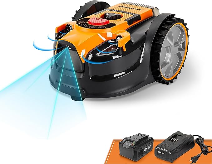 LawnMaster OcuMow®16 Robot Tondeuse sans câble périphérique pour pelouses Jusqu’à 150 m² par Charge, Navigation visuelle, évitement Automatique des Obstacles, Faible Niveau sonore
